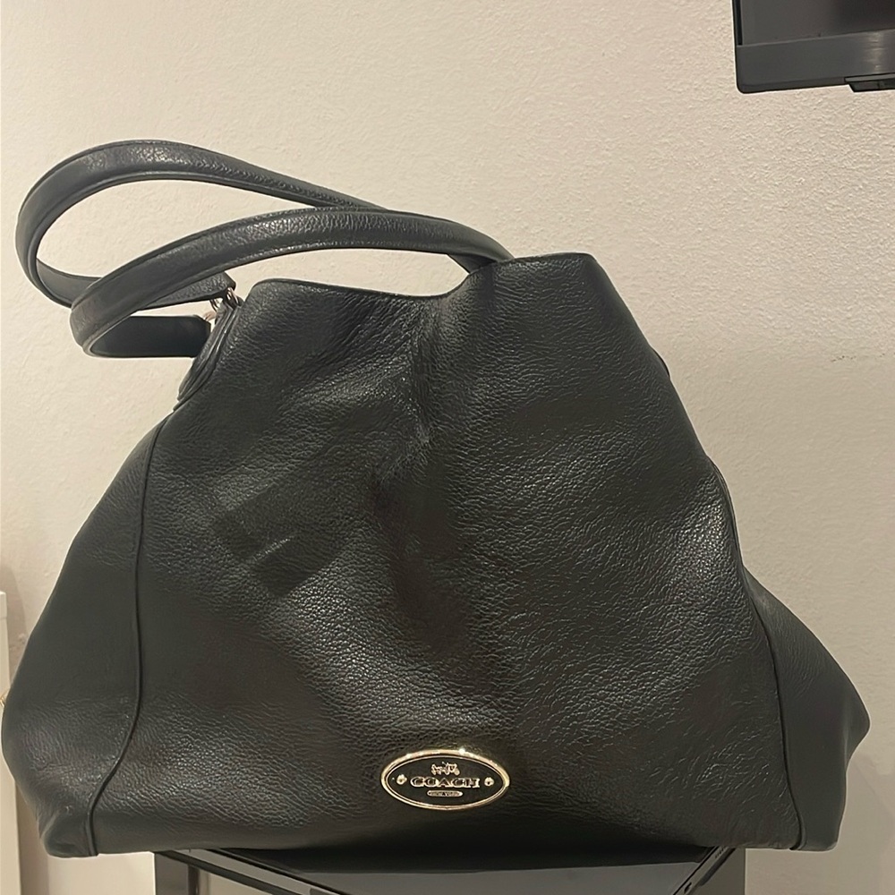 Coach black leather hobo